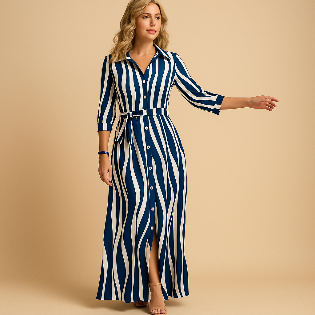 Flowy summer maxi dress with short sleeves for women | Hazel
