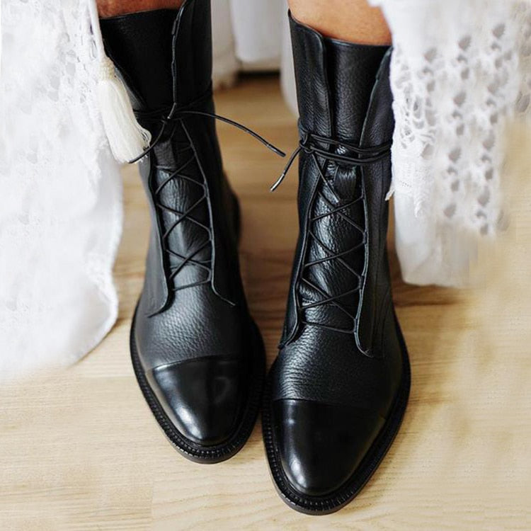 Sophia - Women's Lace-Up Leather Ankle Boots - photo 1