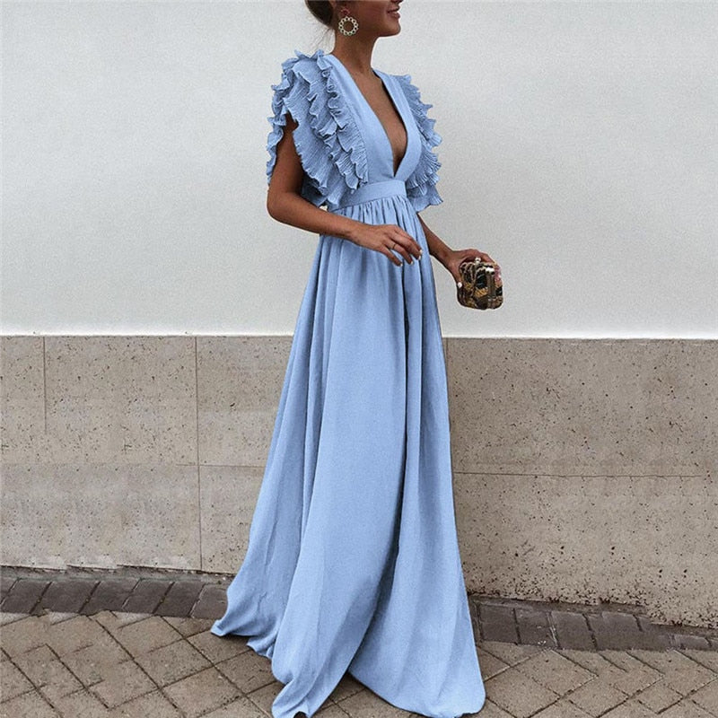 Ariella - Elegant Ruffle Sleeve Maxi Dress - photo 2