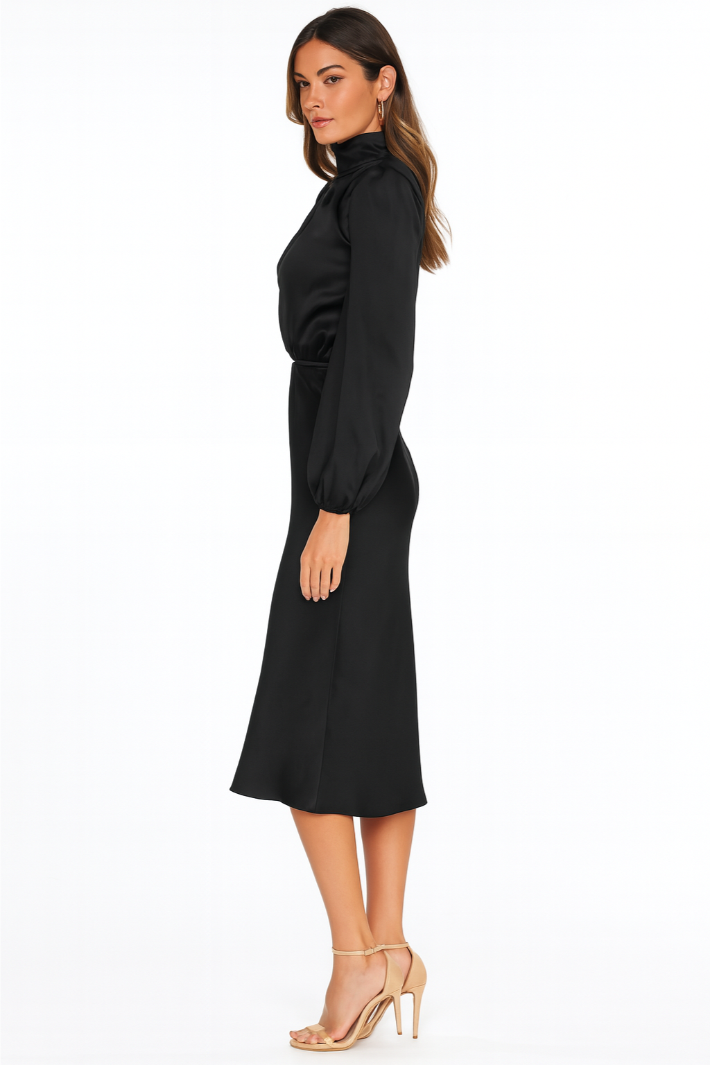 Hazel - Women's Long-Sleeved Satin Dress - photo 8