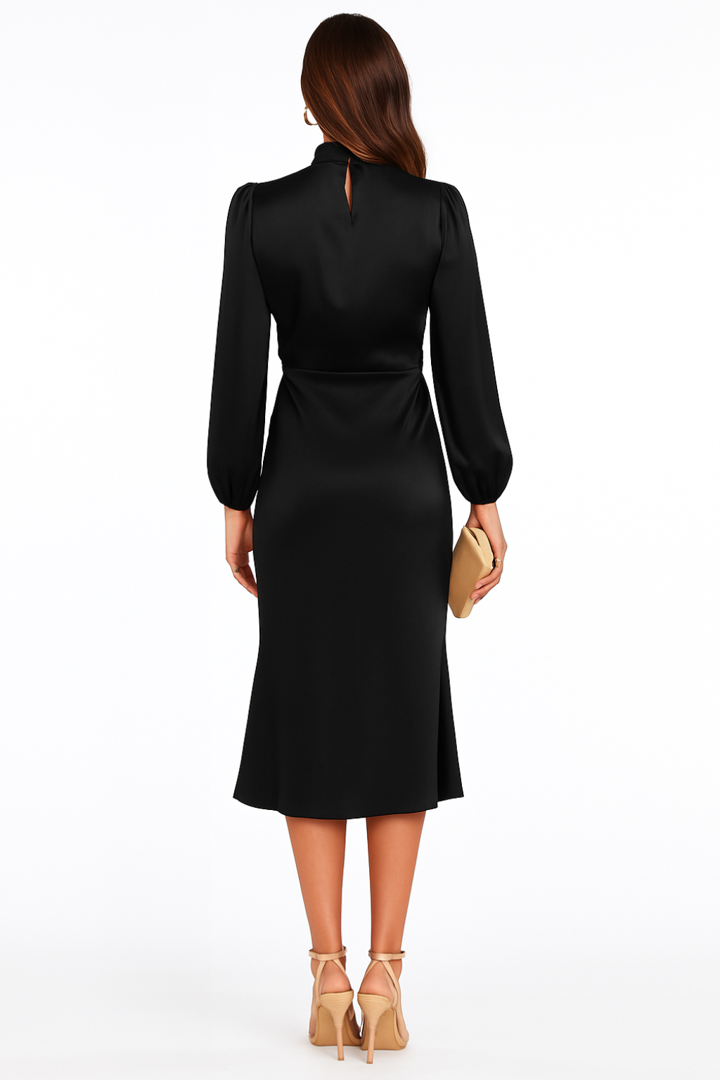 Hazel - Women's Long-Sleeved Satin Dress - photo 7