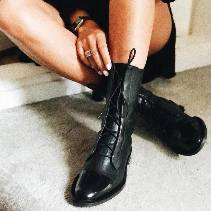 Sophia - Botine de damă din piele cu șireturi