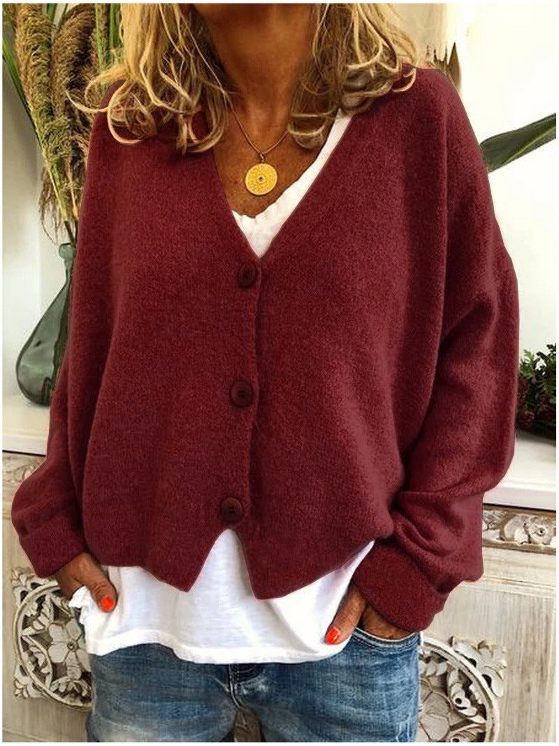 Women's Relaxed Button-Up V-Neck Cardigan - photo 8