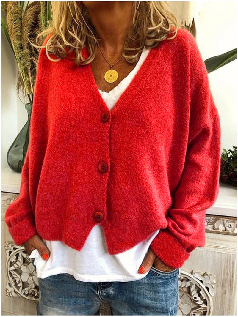 Women's Relaxed Button-Up V-Neck Cardigan - photo 9