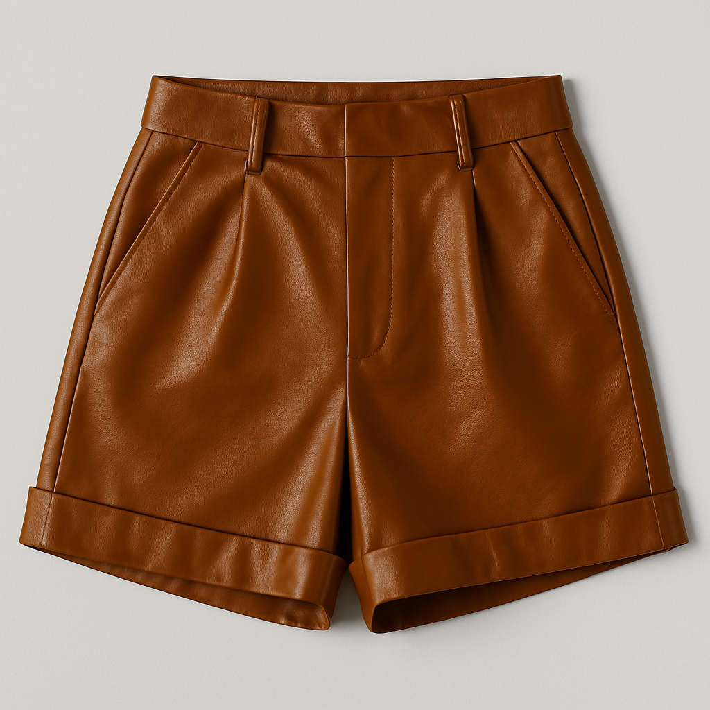 Women's High-Waisted Leather Shorts - photo 4