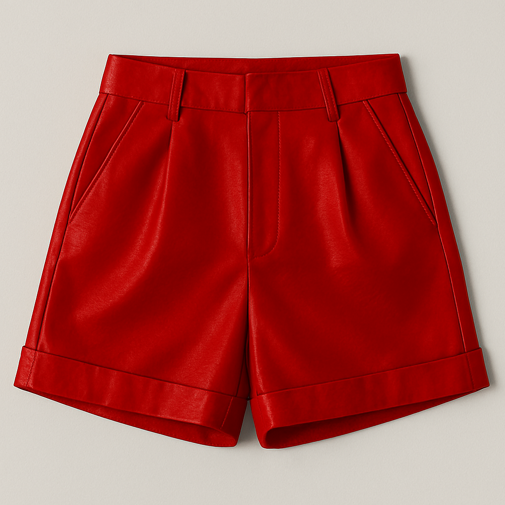 Women's High-Waisted Leather Shorts - photo 6