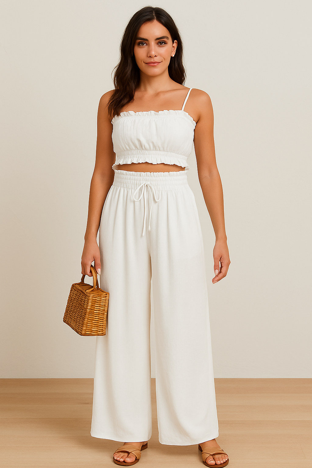 Women's Light Wide-Leg Drawstring Pants - photo 1