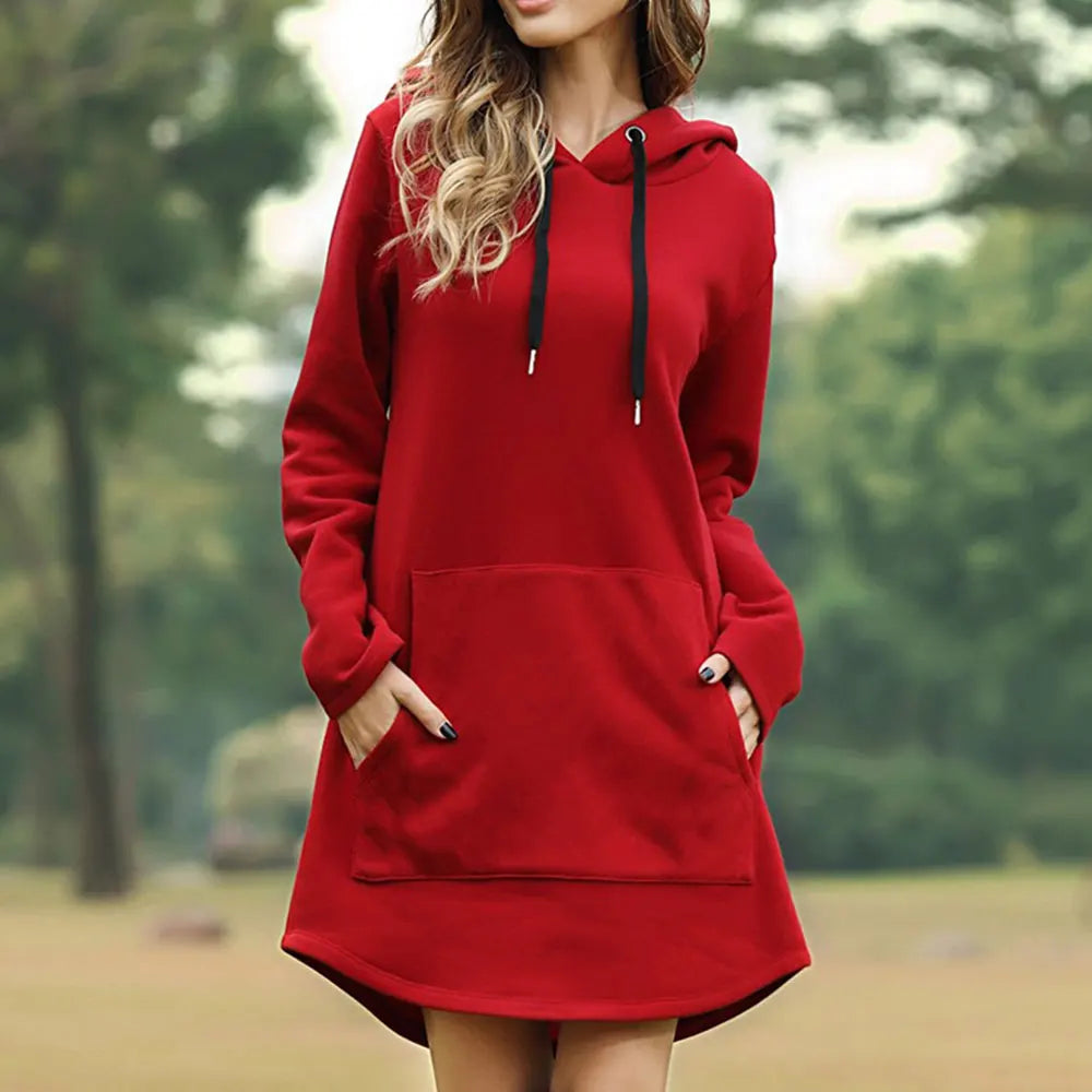 Eleonora - Women's Hoodie Dress with Drawstring Hood