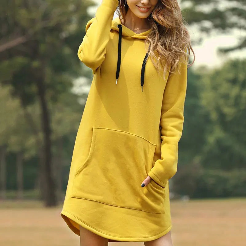 Eleonora - Women's Hoodie Dress with Drawstring Hood