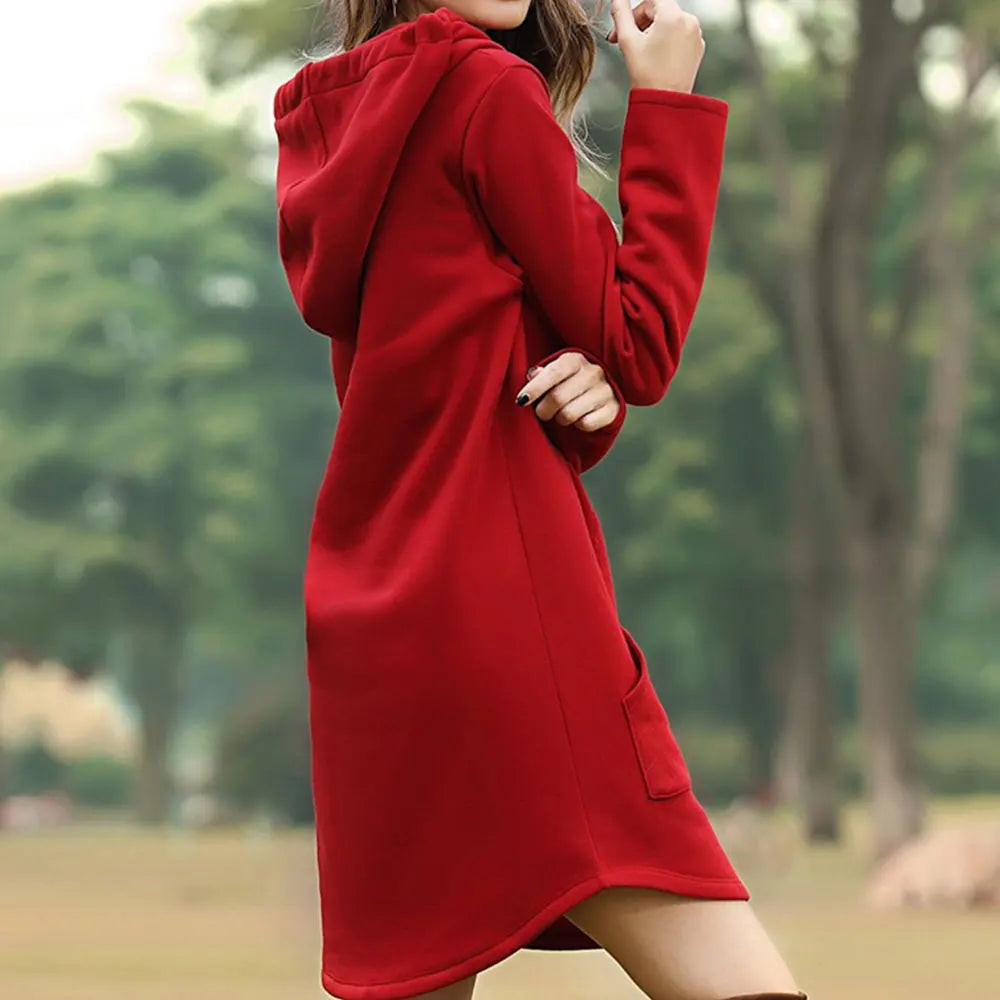 Eleonora - Women's Hoodie Dress with Drawstring Hood