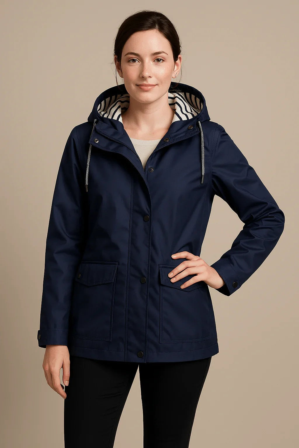 Kaia – Women’s Mid-Length Water-Resistant Raincoat – Adjustable Hood - photo 2
