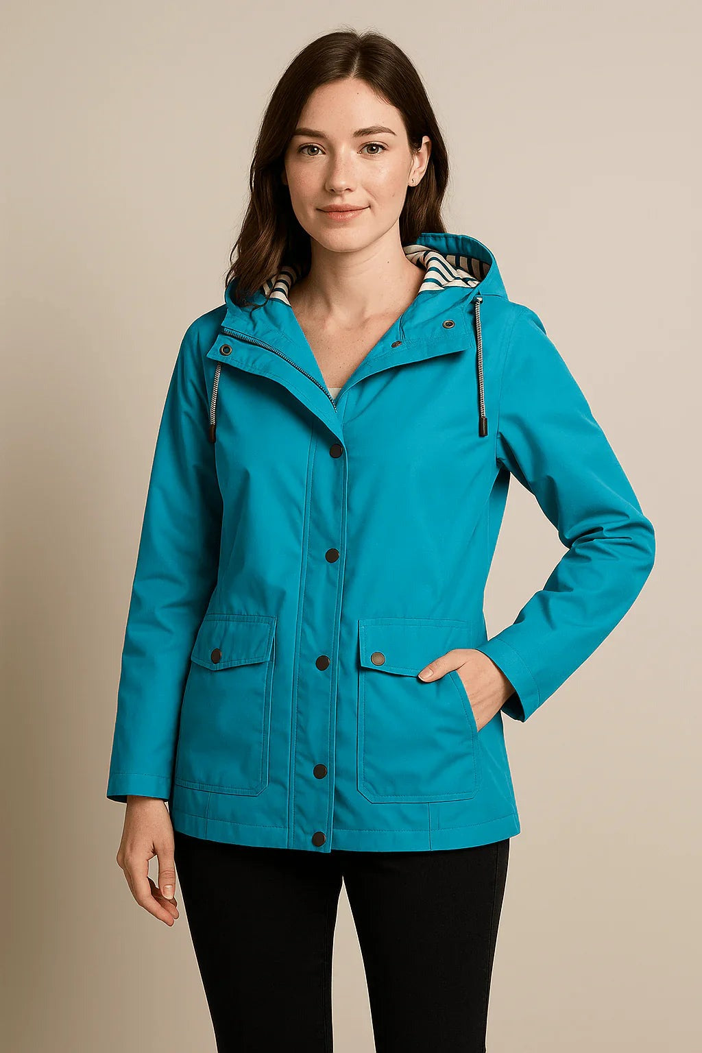 Kaia – Women’s Mid-Length Water-Resistant Raincoat – Adjustable Hood - photo 5