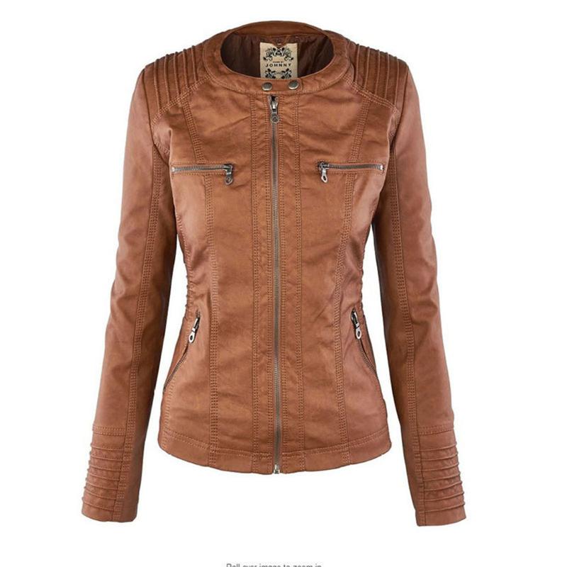 Veste Femme Style Motard à Capuche Amovible