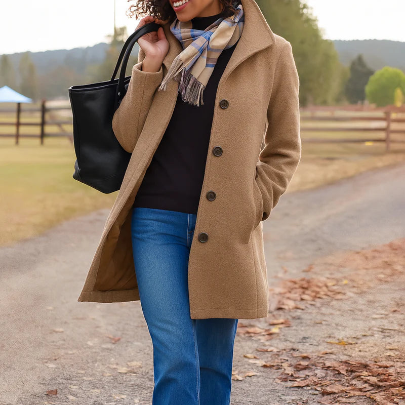 Women's Tailored Coat with Double Breasted Front
