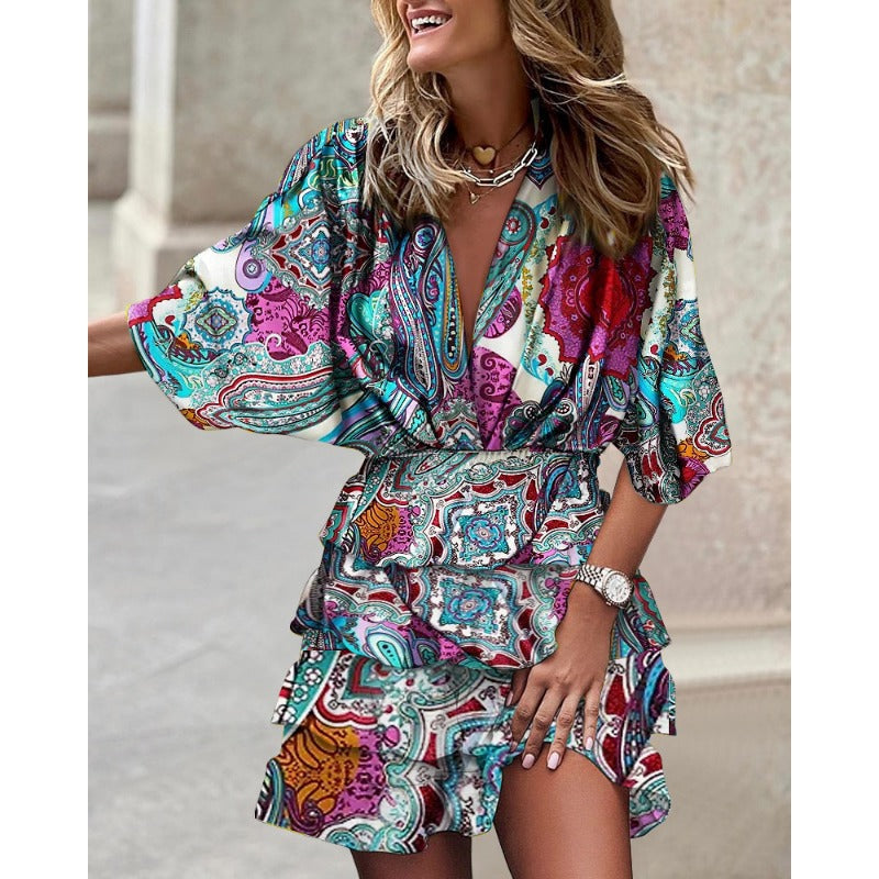 Ellie - Rochie mini cu imprimeu floral vibrant