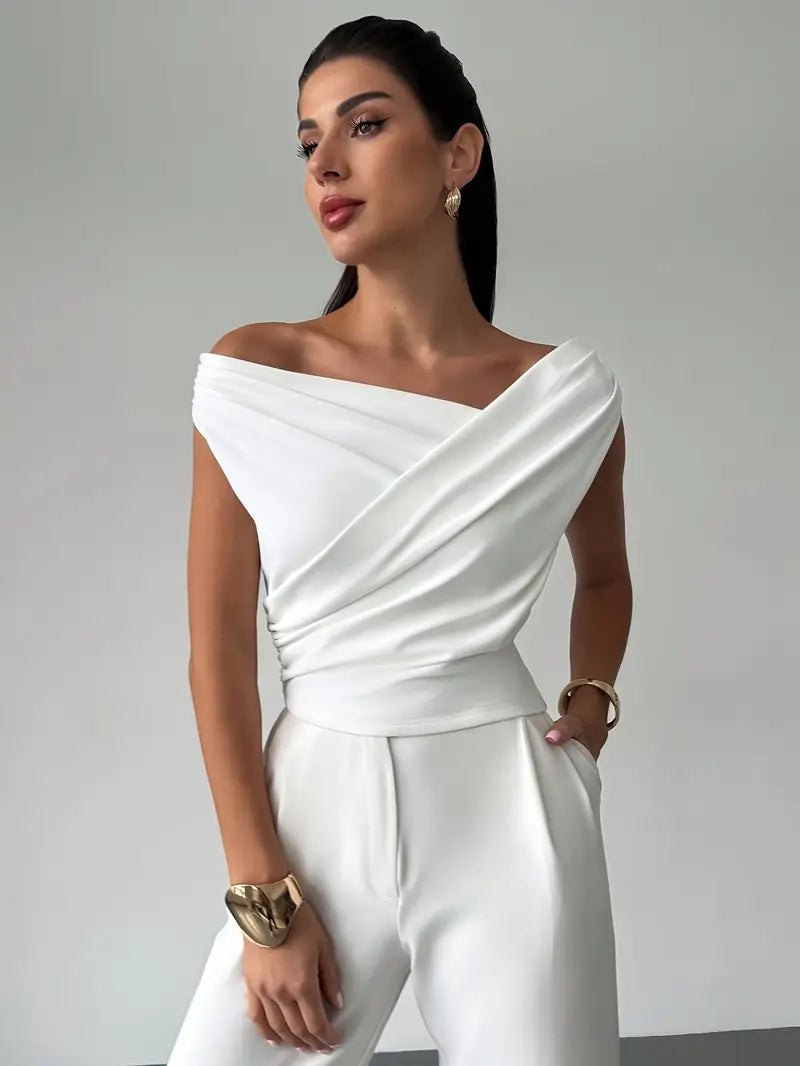 Women's Draped Shoulder Top for Evening Occasions - photo 1