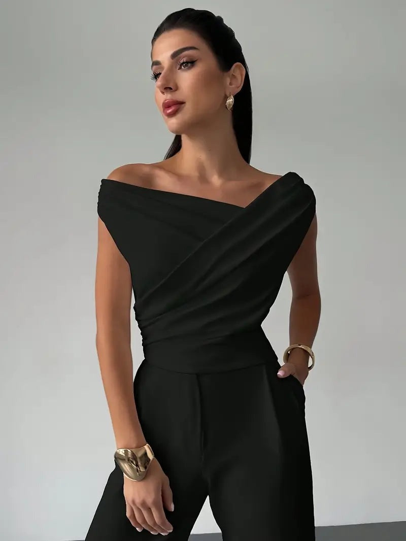 Women's Draped Shoulder Top for Evening Occasions - photo 2