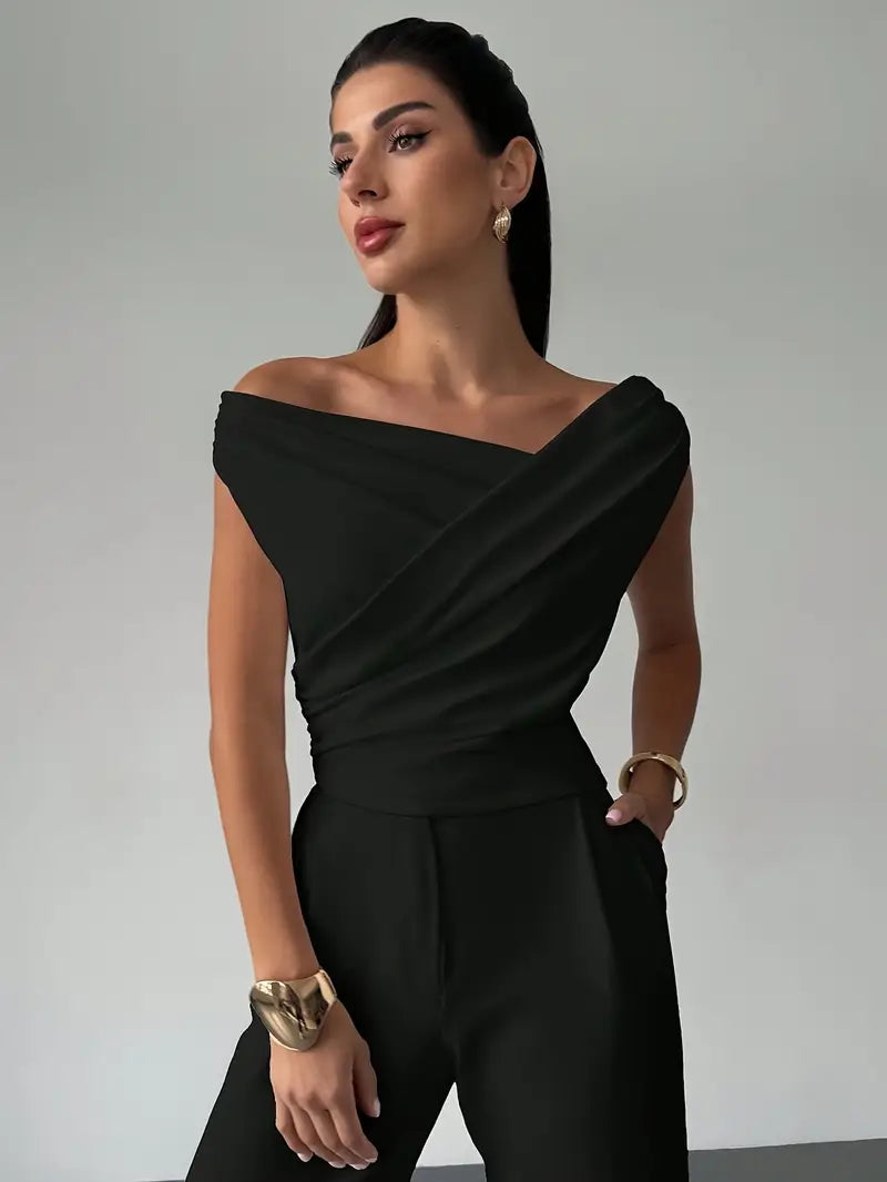 Women's Draped Shoulder Top for Evening Occasions - photo 2