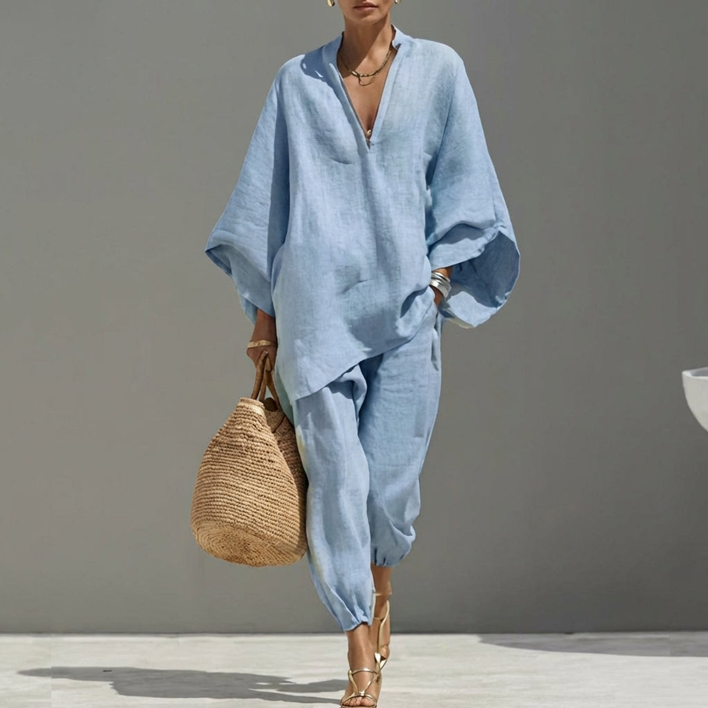 Women’s Relaxed Two-Piece Set with Oversized Tunic Top and Tapered Pants - photo 5