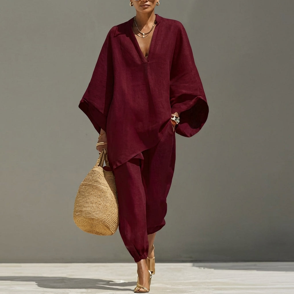 Women’s Relaxed Two-Piece Set with Oversized Tunic Top and Tapered Pants - photo 7