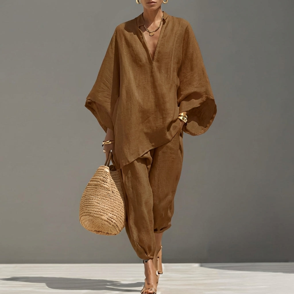 Women’s Relaxed Two-Piece Set with Oversized Tunic Top and Tapered Pants - photo 3