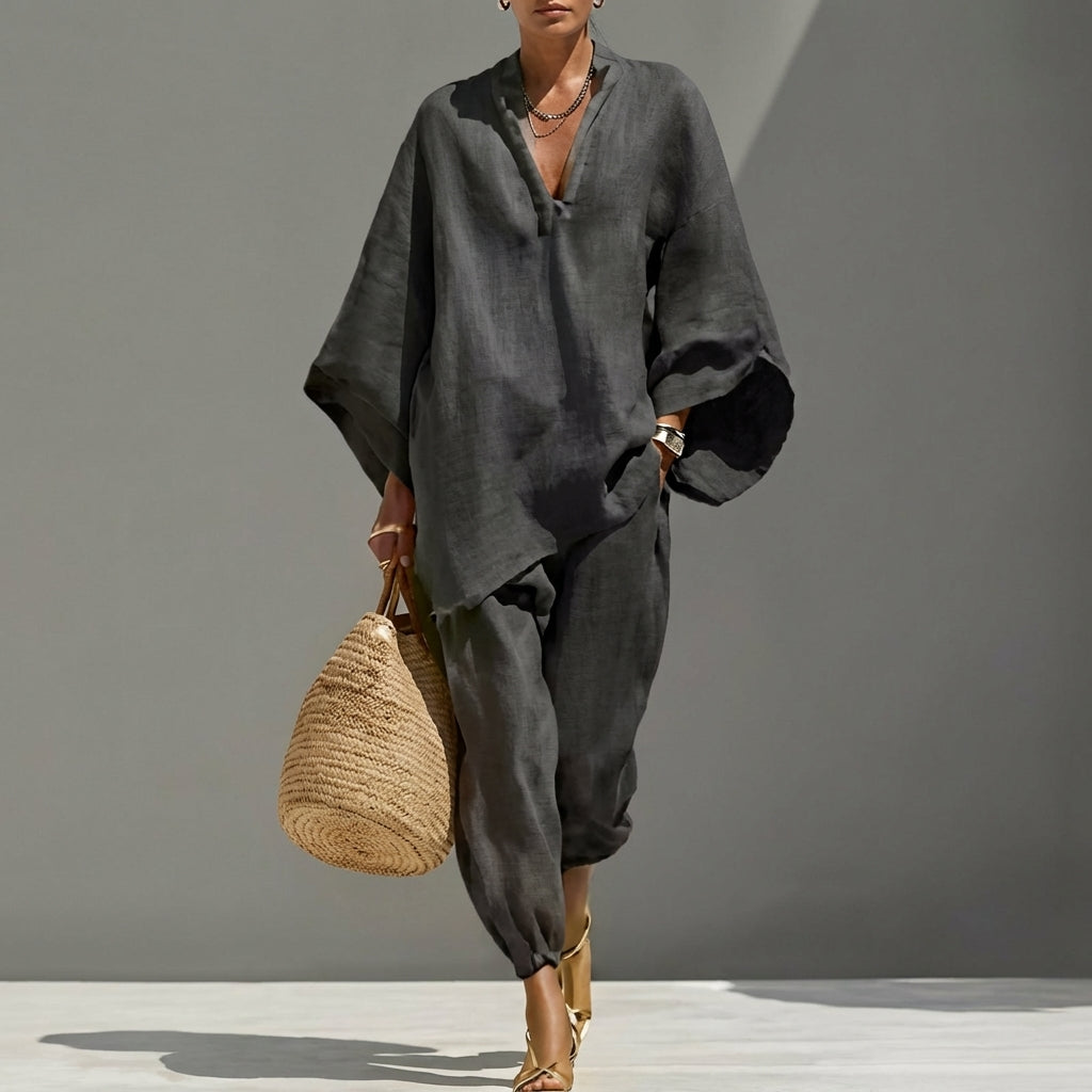 Women’s Relaxed Two-Piece Set with Oversized Tunic Top and Tapered Pants - photo 4