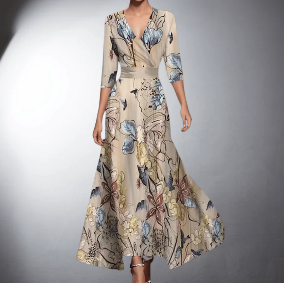 Martha - Rochie maxi elegantă cu imprimeu floral pentru femei