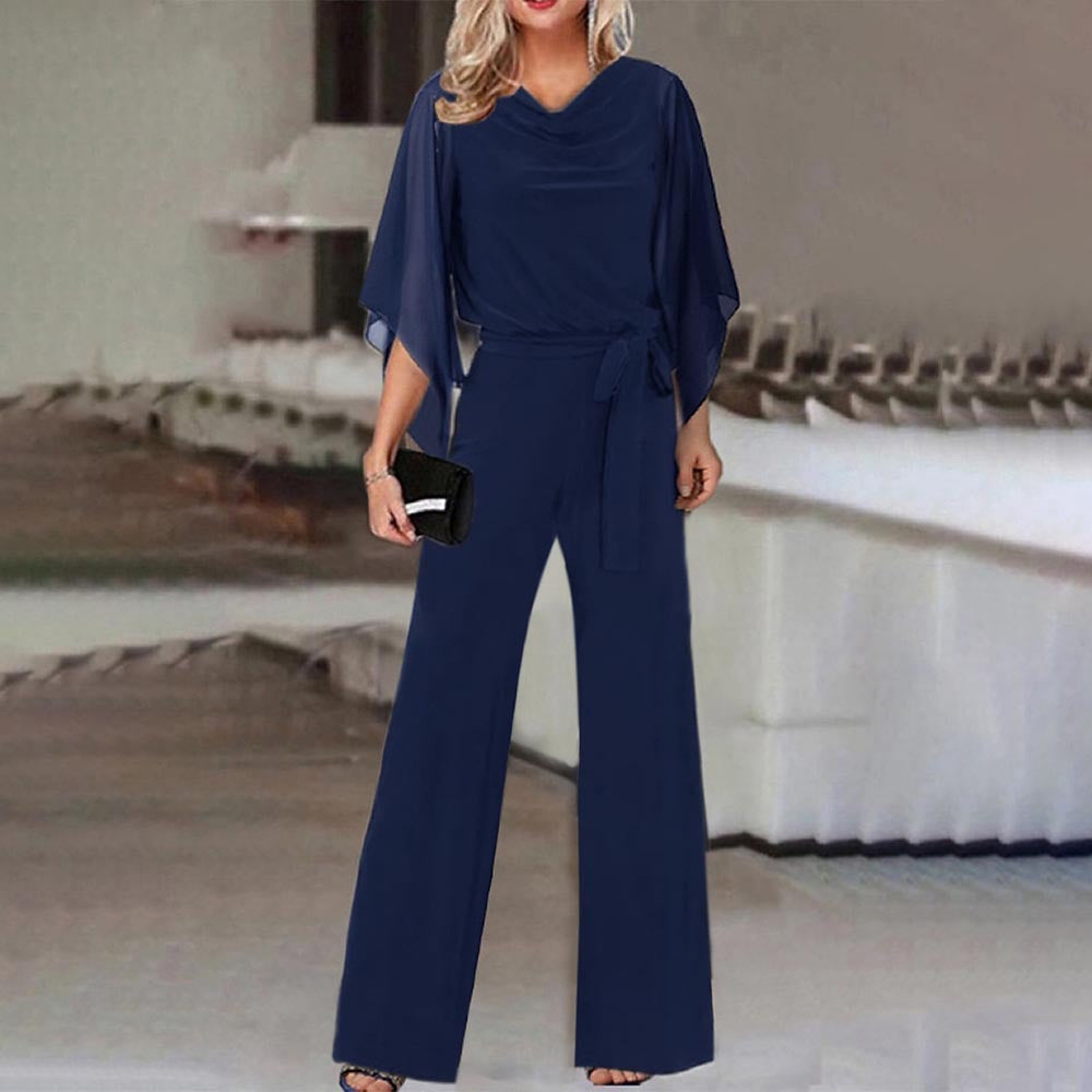 Women's Chiffon Sleeve Wide Leg Wedding Guest Jumpsuit