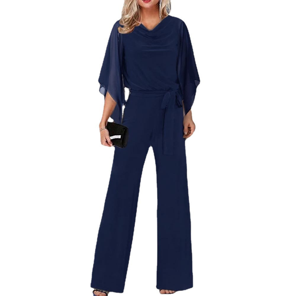 Women's Chiffon Sleeve Wide Leg Wedding Guest Jumpsuit