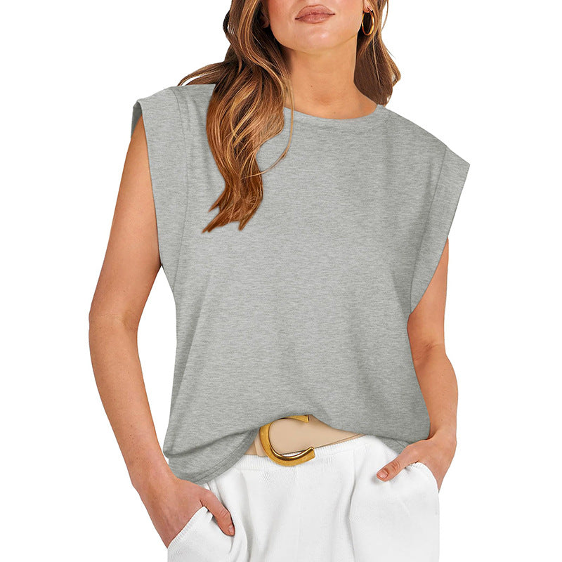Women's Sleeveless Boxy Top with Extended Shoulders