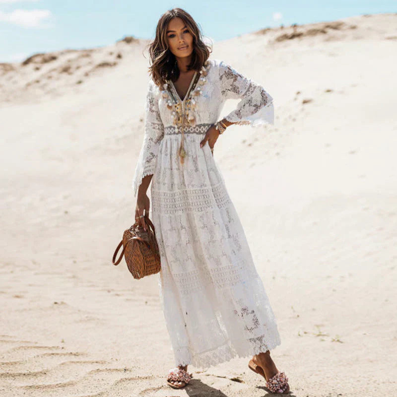 Women's Boho Maxi Dress with Long Sleeves - photo 4