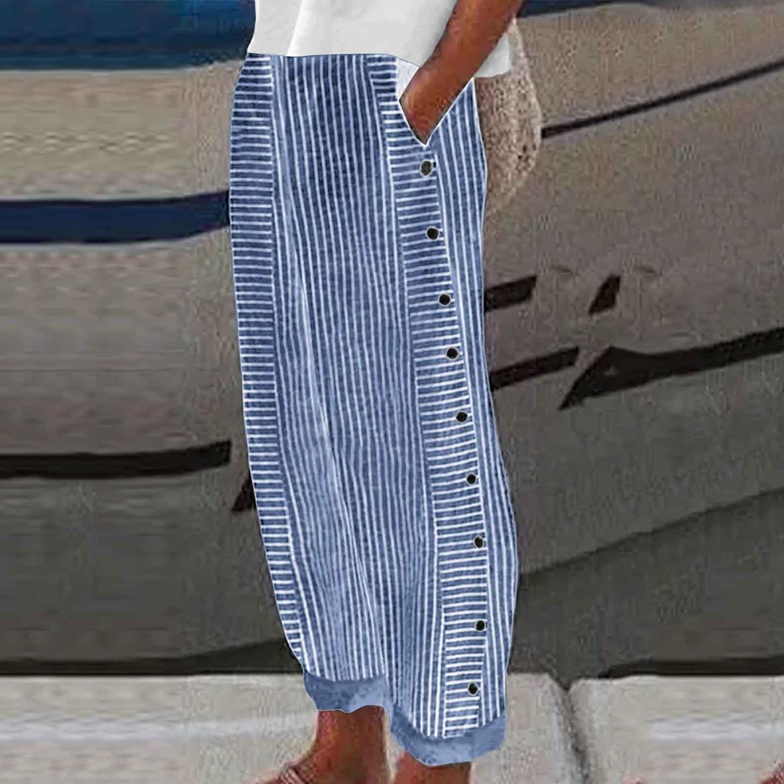 Sera - Pantaloni da donna con bottoni a righe