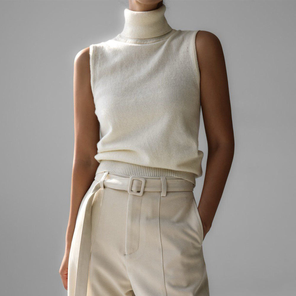 Women's Sleeveless Knit Mock Neck Top with Slim Fit - photo 1