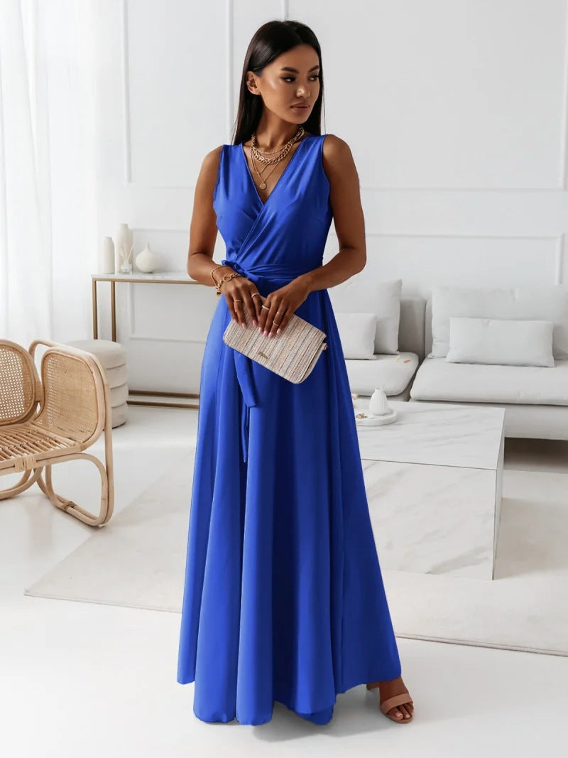 Women's Sleeveless Wrap Maxi Dress for Occasions