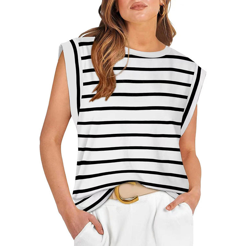 Women's Sleeveless Boxy Top with Extended Shoulders