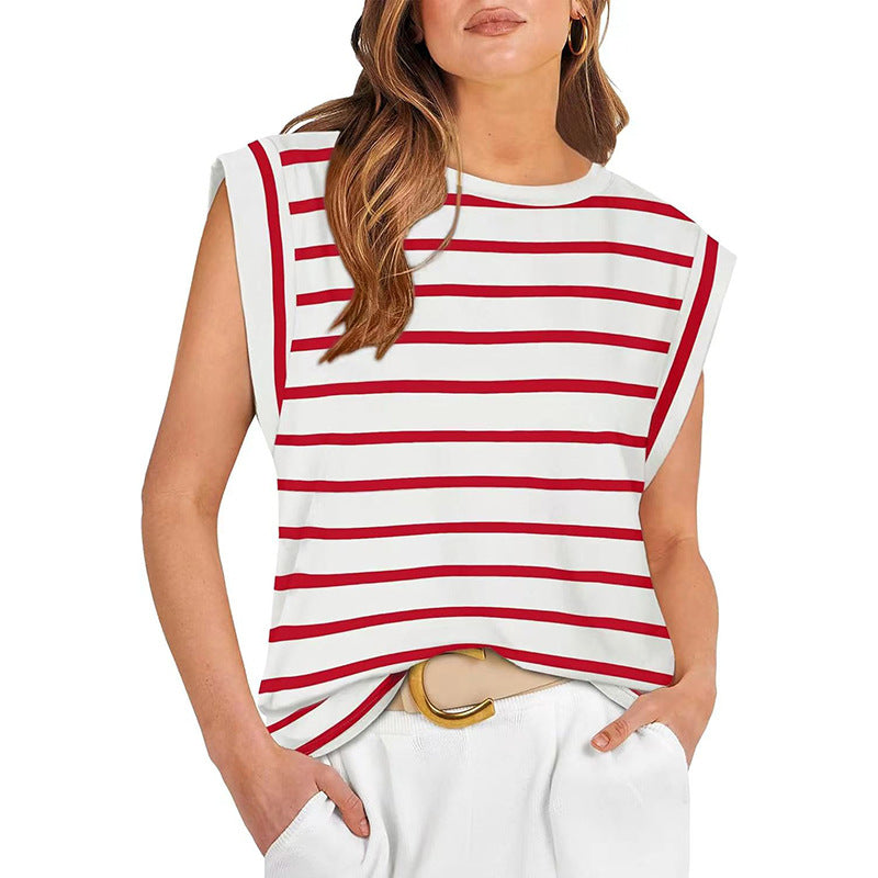Women's Sleeveless Boxy Top with Extended Shoulders