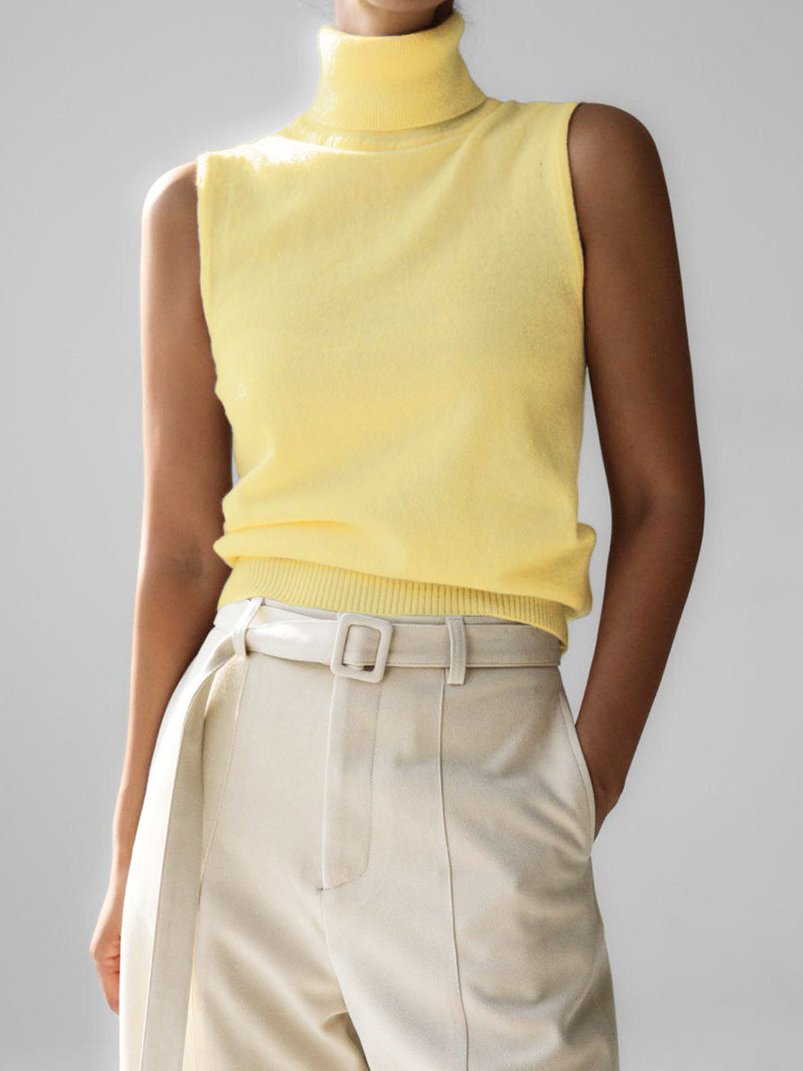 Women's Sleeveless Knit Mock Neck Top with Slim Fit - photo 6