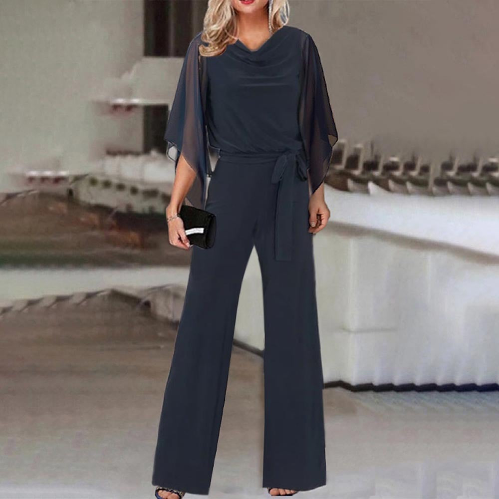 Women's Chiffon Sleeve Wide Leg Wedding Guest Jumpsuit