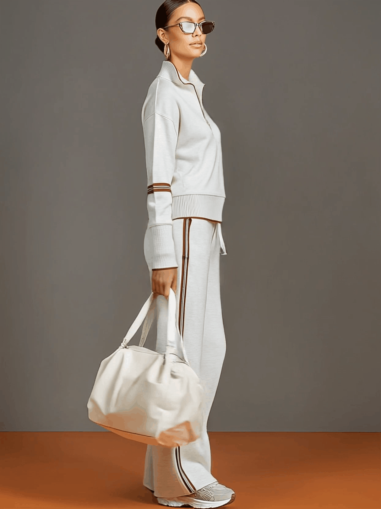 Women's Half-Zip Sweatshirt & Wide-Leg Trouser Co-Ord Set - photo 3