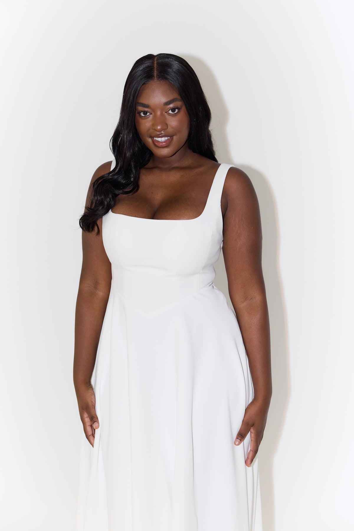 Lucilla - Women's Midi Dress with Square Neck