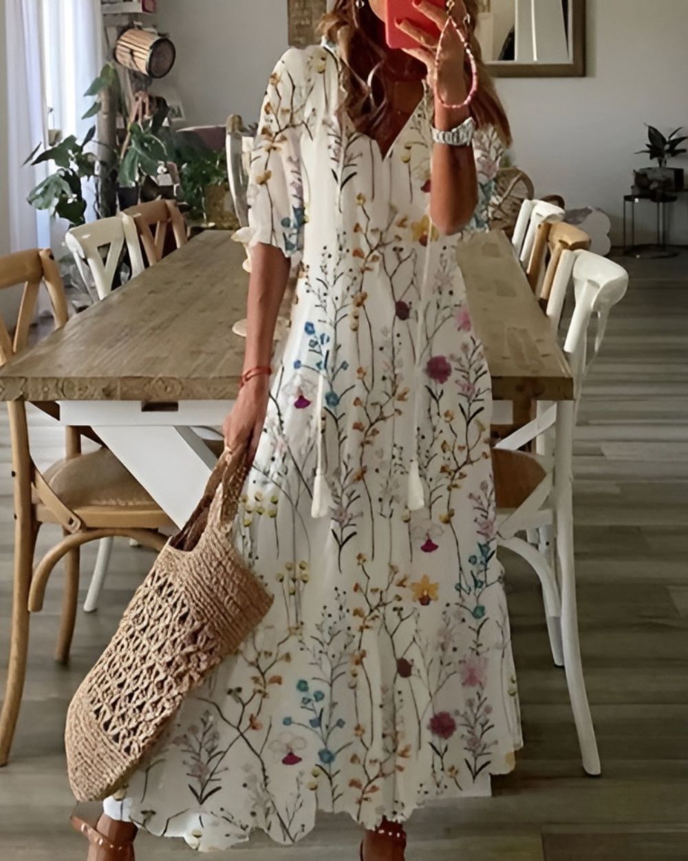 Isla | Maxi abito bohémien da donna con scollo a V