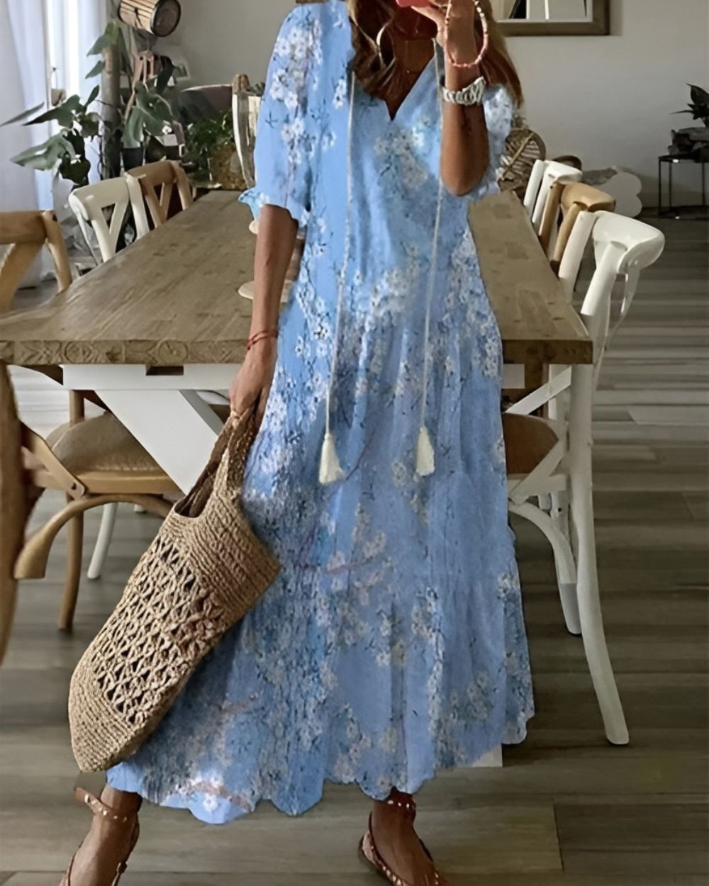 Isla | Maxi abito bohémien da donna con scollo a V