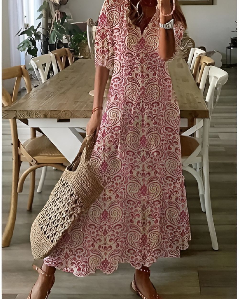 Isla | Maxi abito bohémien da donna con scollo a V