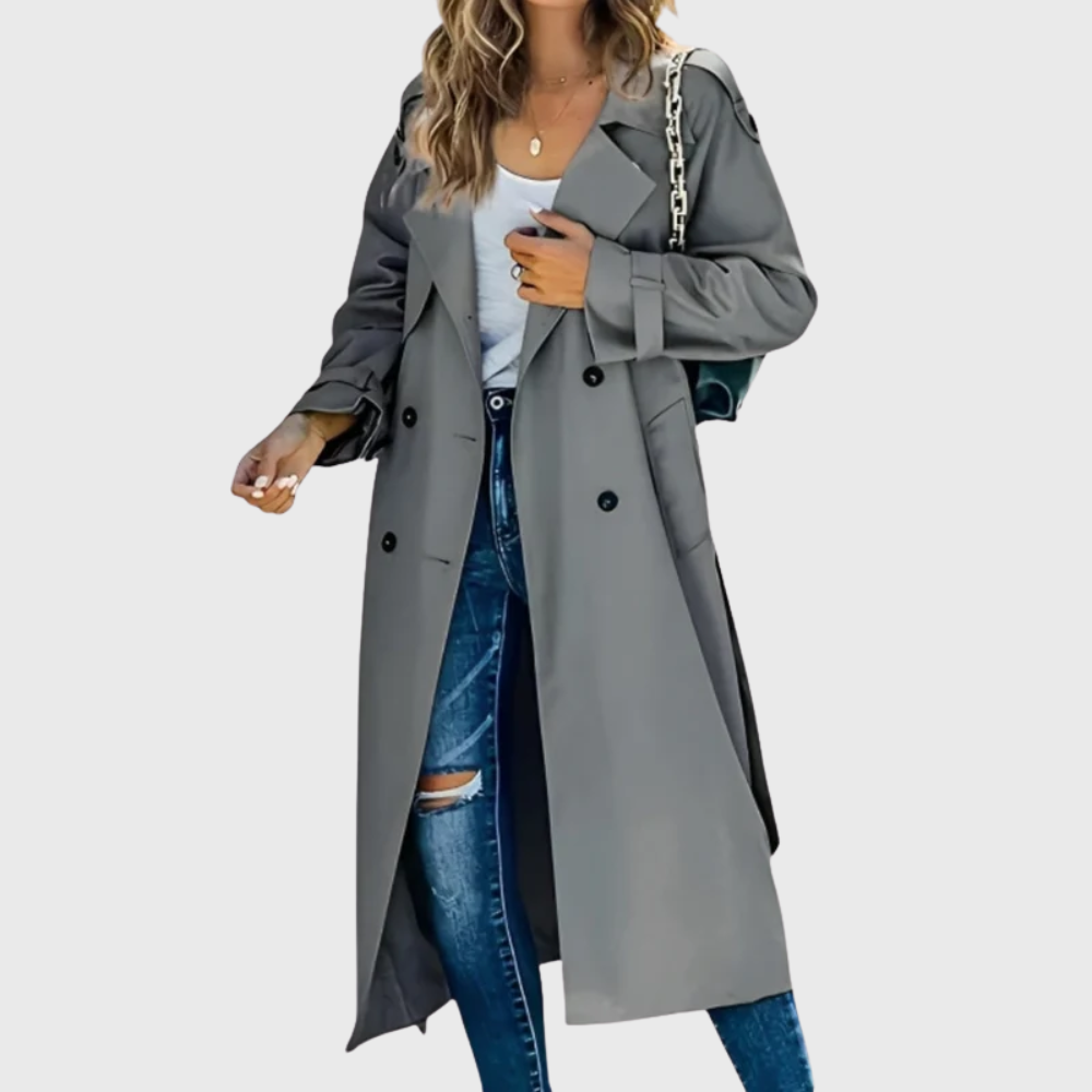 Women's Lightweight Water Resistant Trench Coat with Belt - photo 3