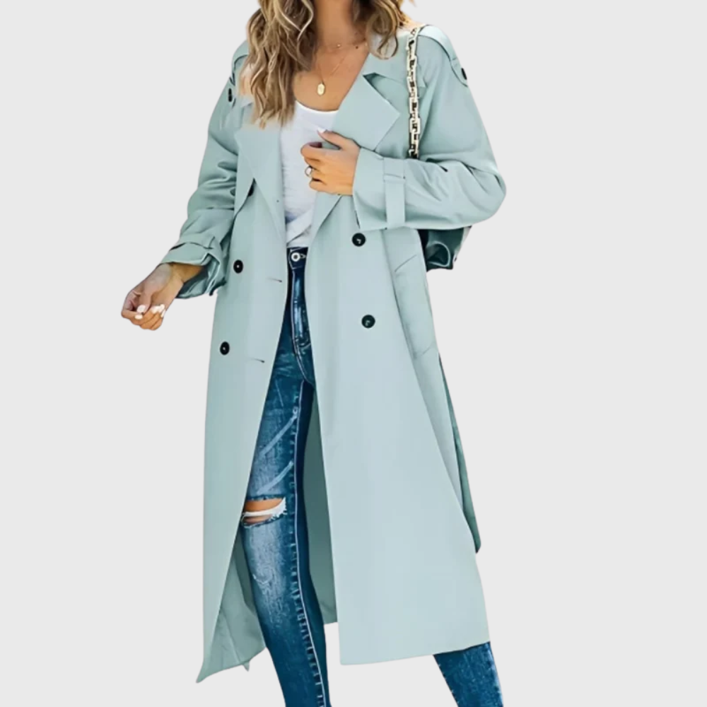 Women's Lightweight Water Resistant Trench Coat with Belt - photo 4