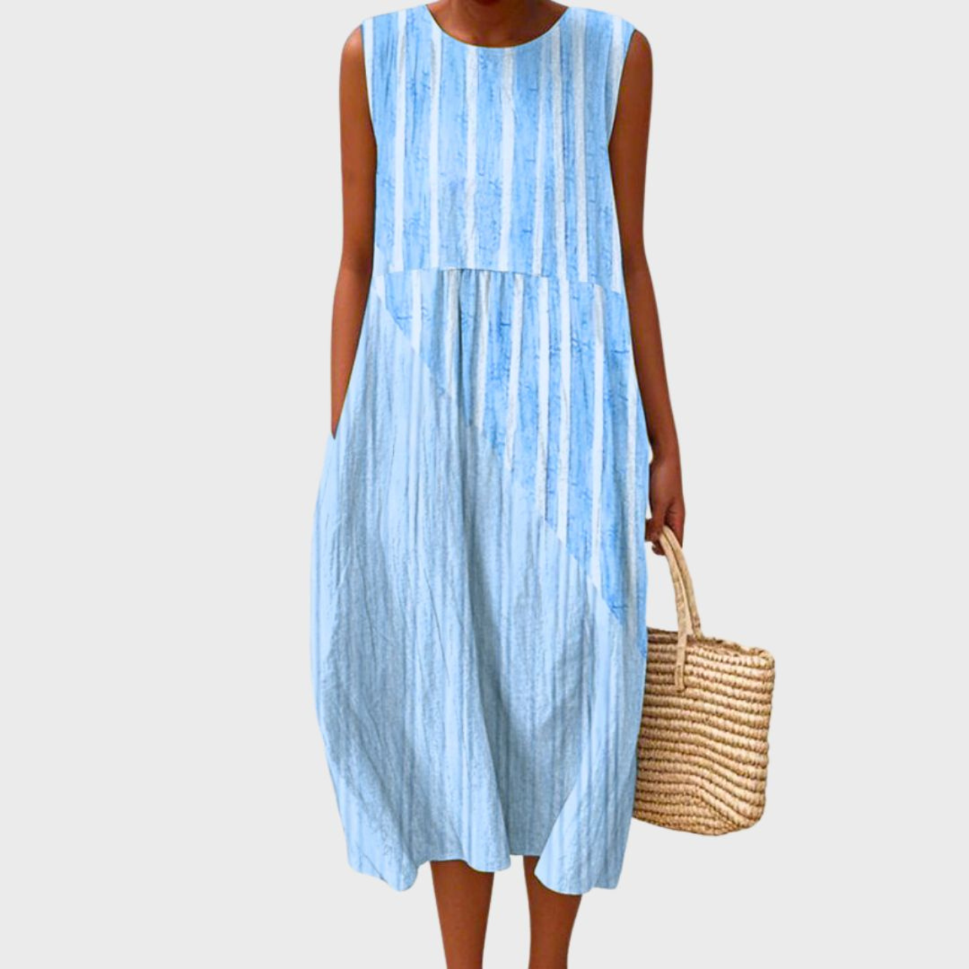 Women's Checked Linen Midi Dress for Summer Days