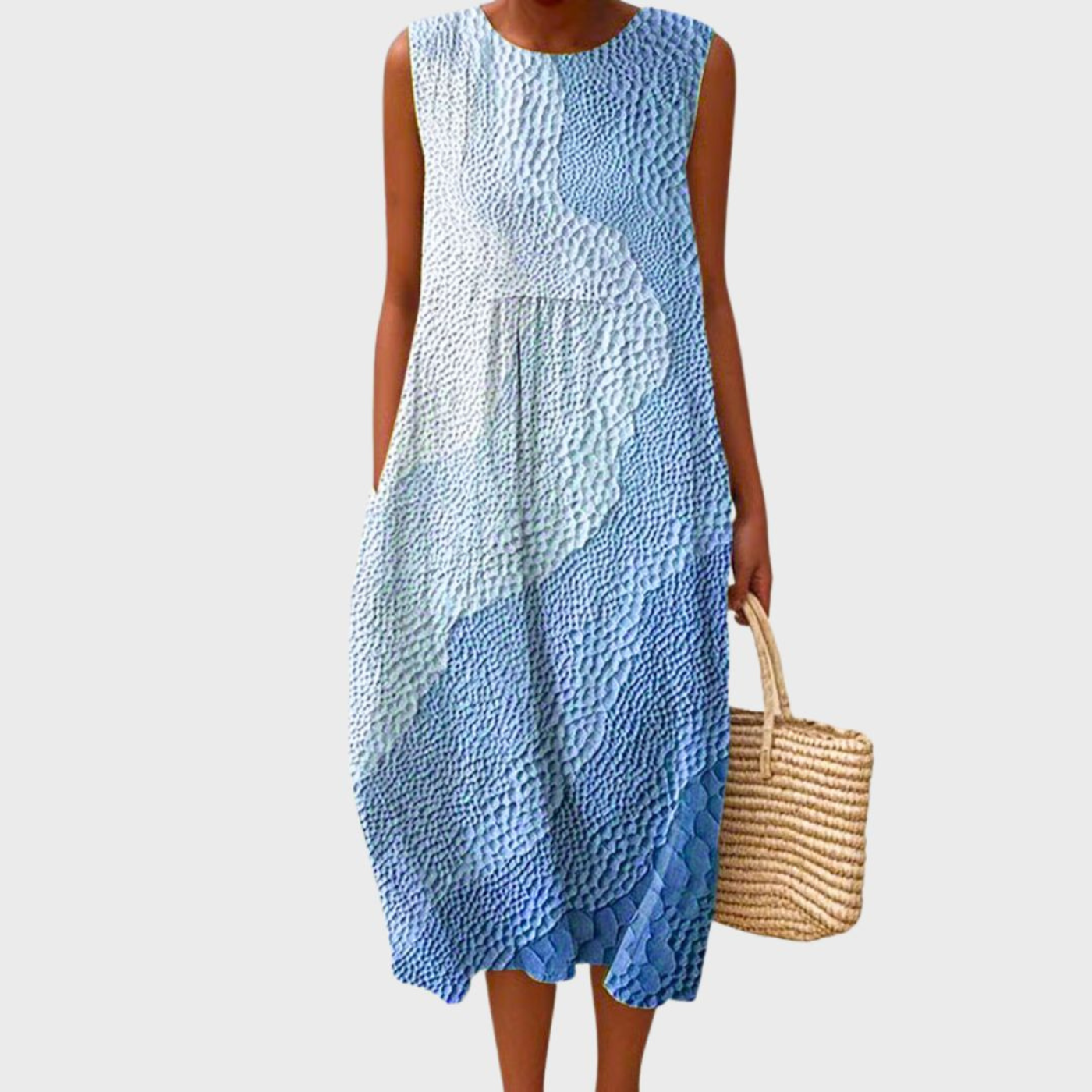 Women's Checked Linen Midi Dress for Summer Days