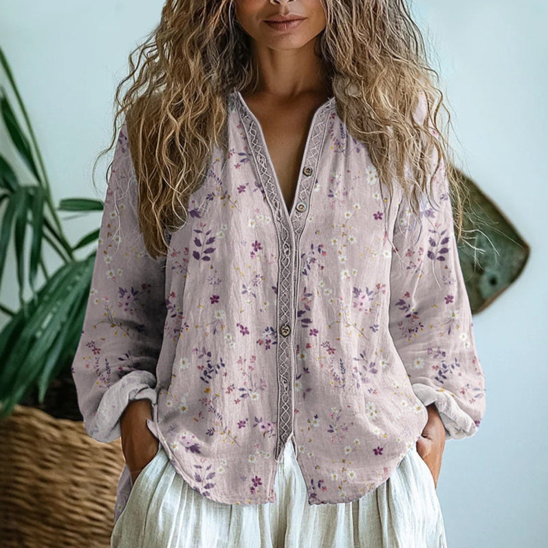 Blusa da donna boho vintage a stampa floreale
