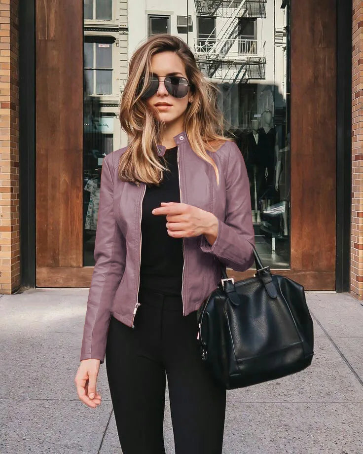 Selma - Women's Leather Biker Jacket with Fitted Cut