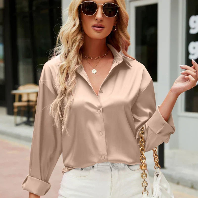 Bonita - Women's Satin Blouse with Relaxed Drape